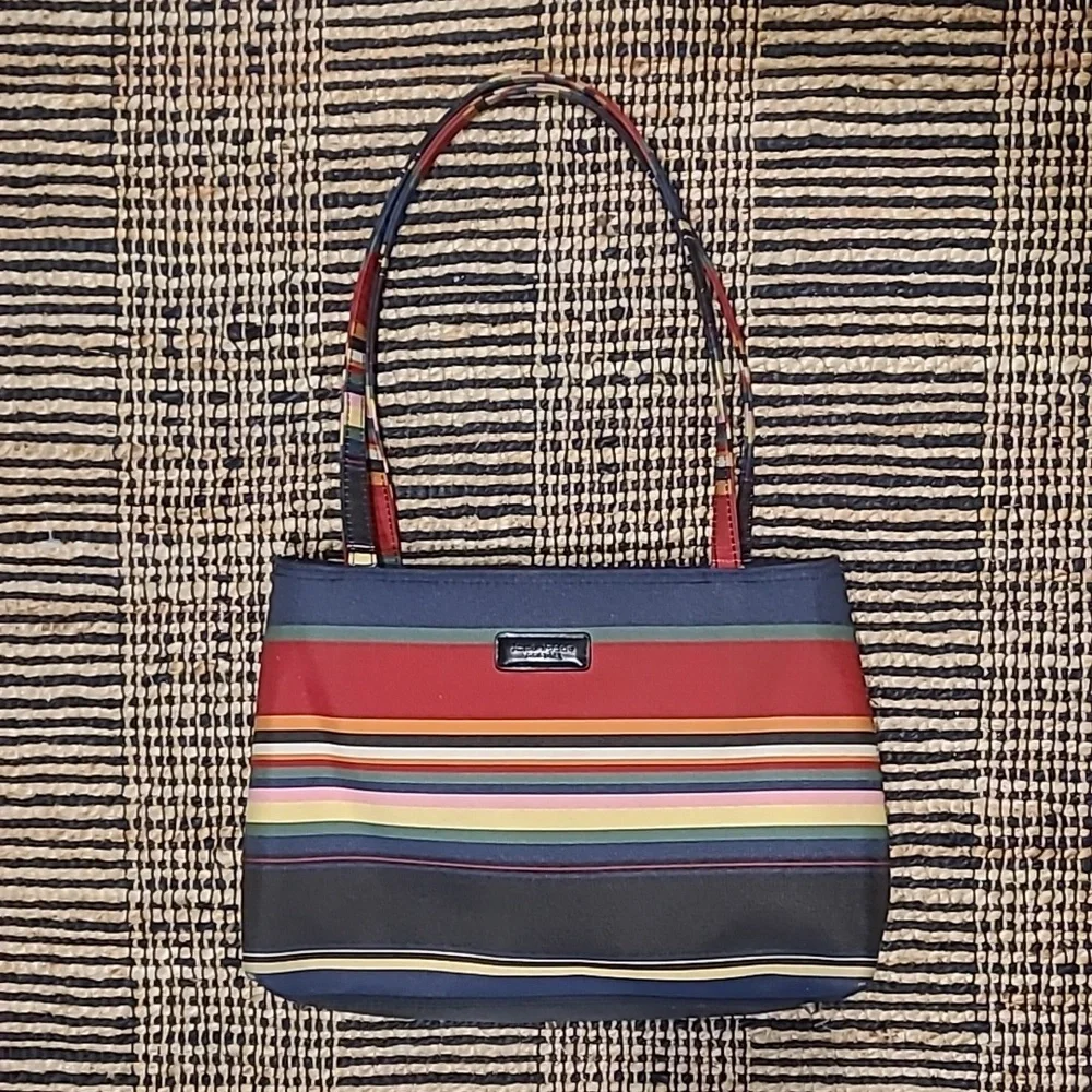VINTAGE KATE SPADE NEW YORK RAINBOW STRIPE PURSE - Picture 1 of 9